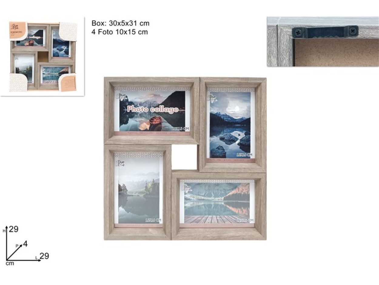 PORTAFOTO 4 SPAZI 10x15cm TORTORA 657515 40842