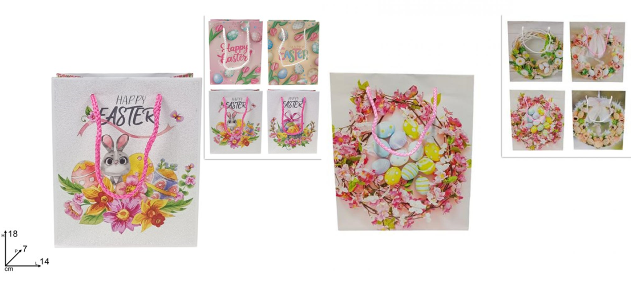 BUSTA REGALO SOGGETTI PASQUALI 18x14x7cm 533877 40649