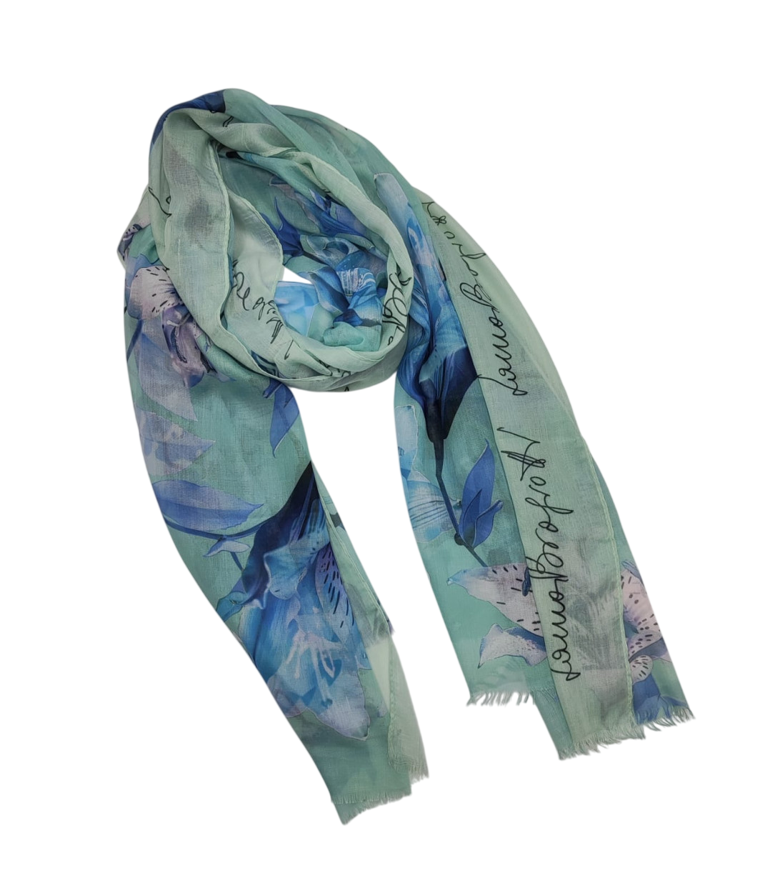 LB26S212-59 SCIARPA FIORI MAGNJOLIA ACQUA 70x180cm 55392