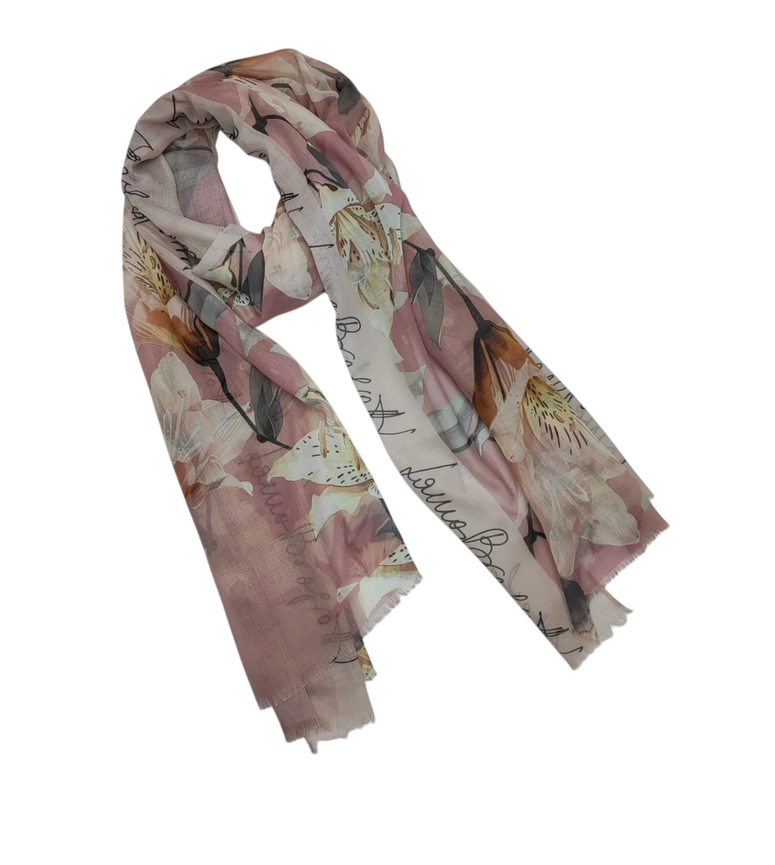 LB26S212-28 SCIARPA FIORI MAGNOLIA ROSA 70x180cm 55392