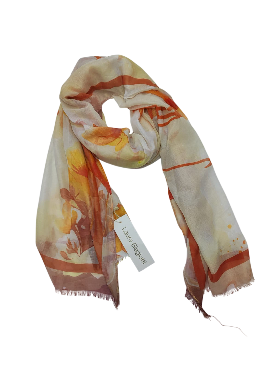 LB26S204-06 SCIARPA FLOWER ARANCIONE 80x180cm 55392