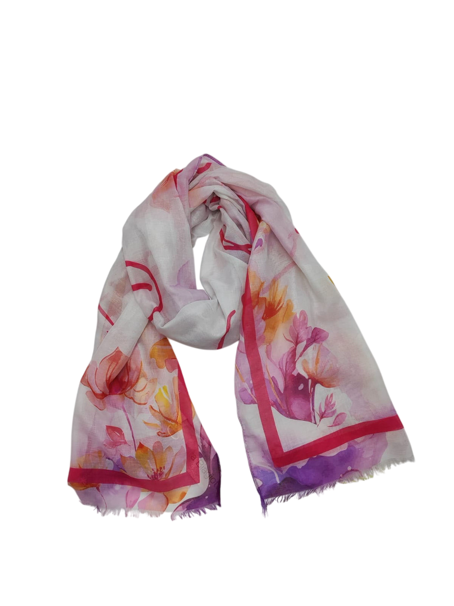 LB26S204-28 SCIARPA FLOWER ROSA 80x180cm 55392