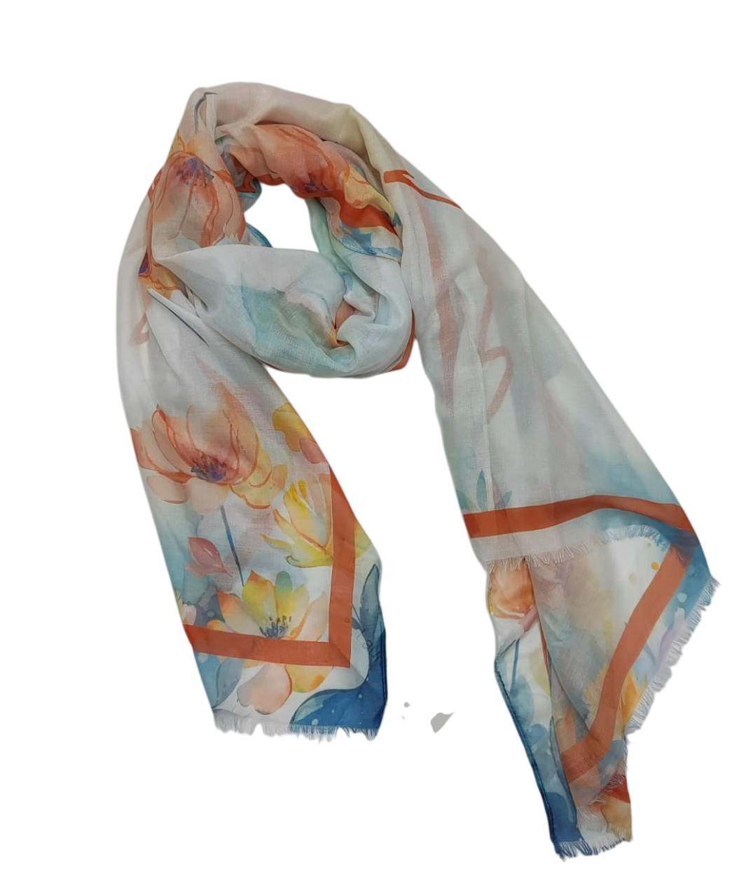 LB26S204-59 SCIARPA FLOWER ACQUA 80x180cm 55392
