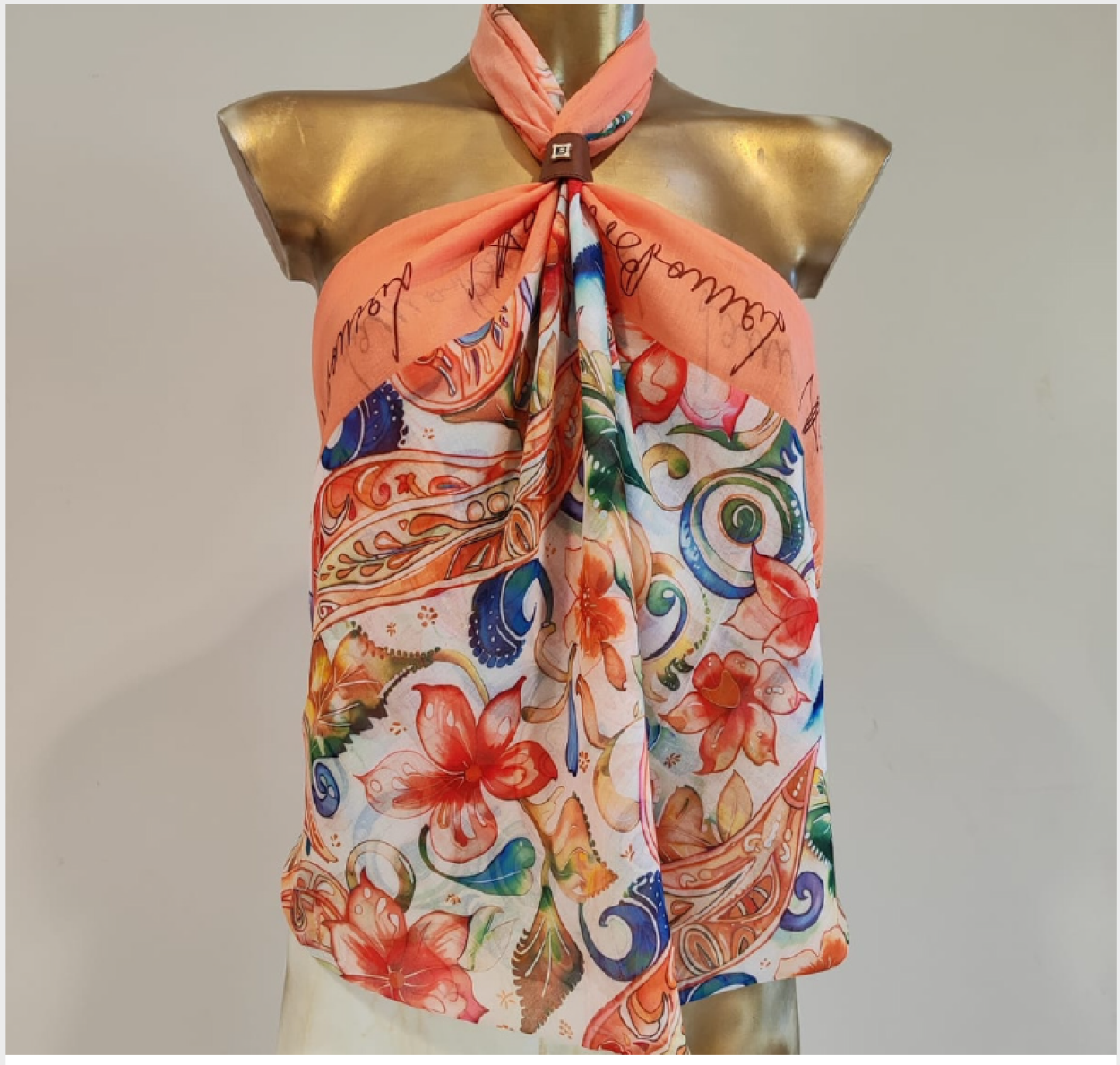 LB26S117-06 FOULARD CACHEMIRE FLOWER ARANCIONE 120x120cm 55392