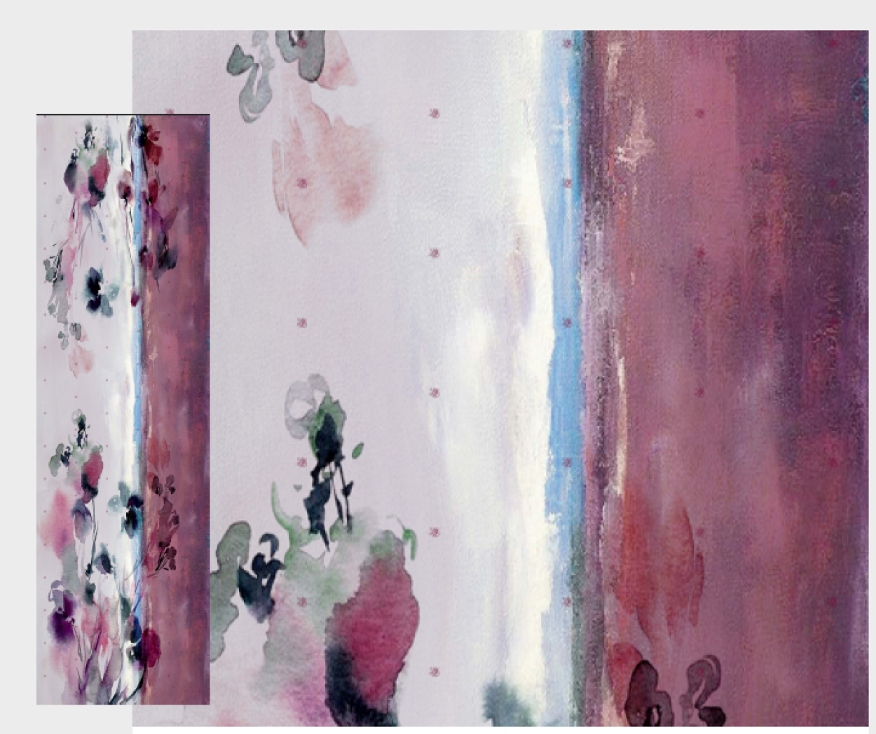 LB26S217-10 SCIARPA FIORI QUADRO ACQUEREL BORDO 53x180cm 55392