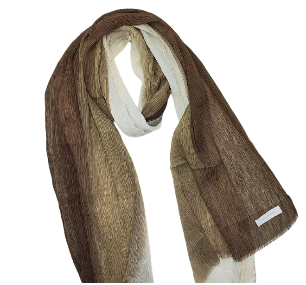 LB26S221-16 SCIARPA PLISSE SFUMATO MARRONE 60x200cm 55392