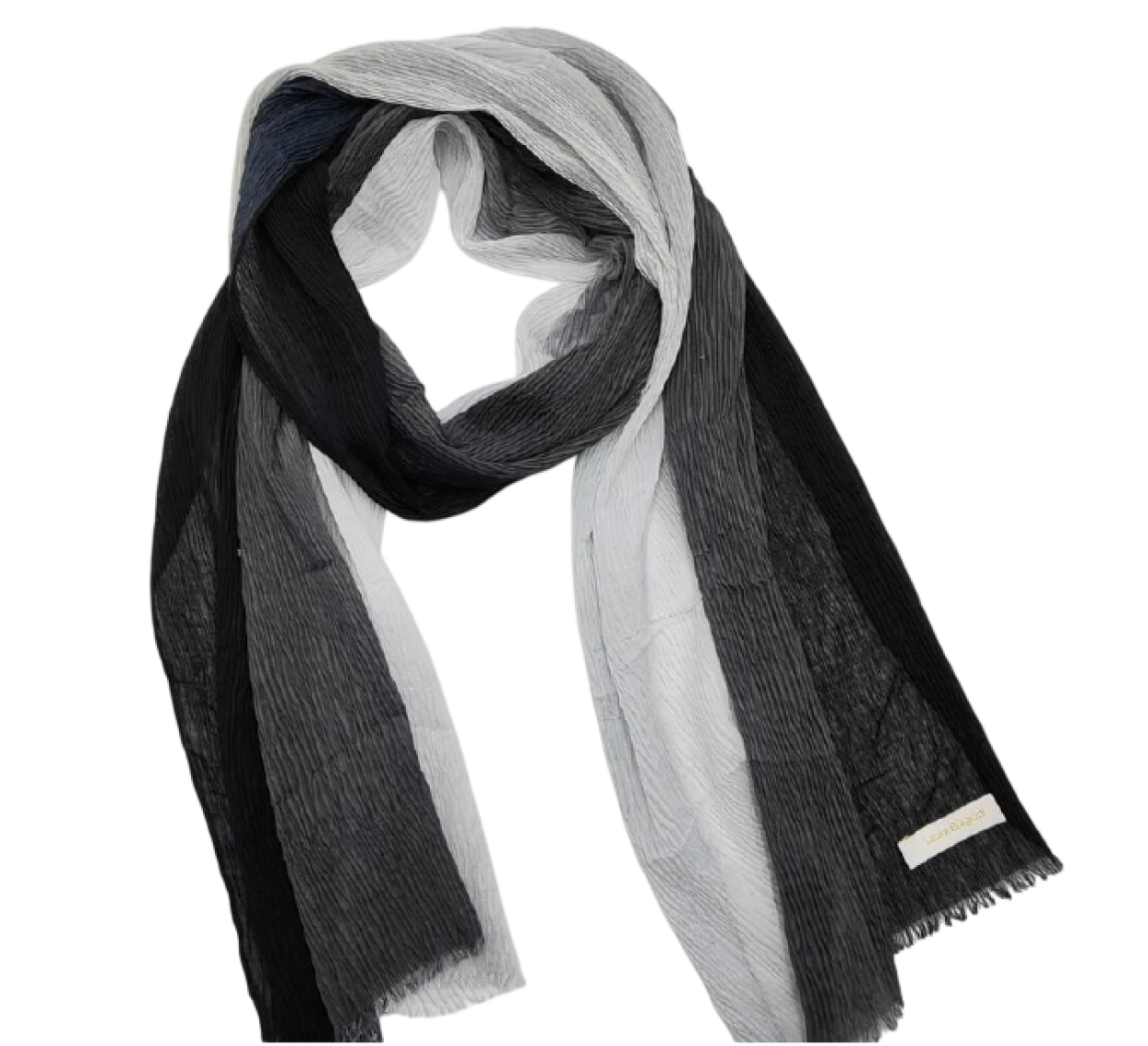 LB26S221-20 SCIARPA PLISSE SFUMATO NERO 60x200cm 55392