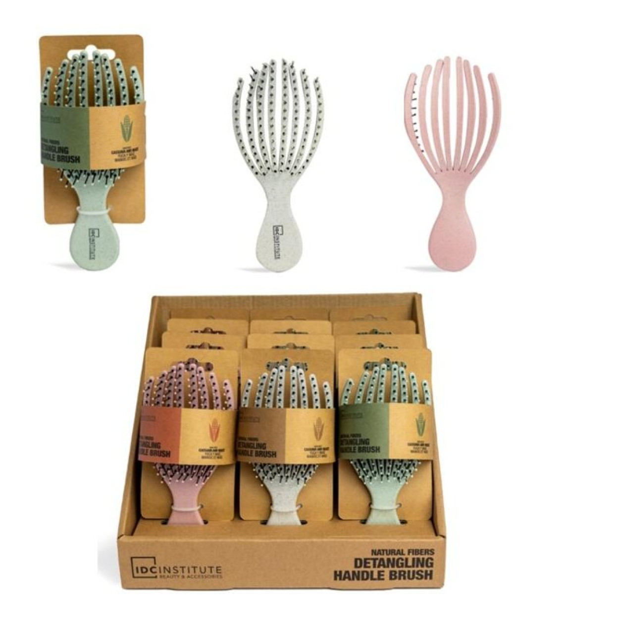 IDC INSTITUTE NATURAL FIBERS DETANGLING HANDLE BRUSH 35128 52555