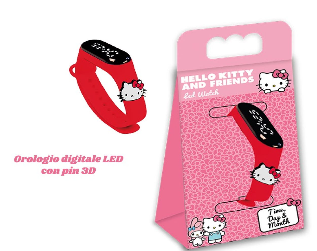 GNT49HK HELLO KITTY OROLOGIO DIGITALE LED CON PIN 3D 41401