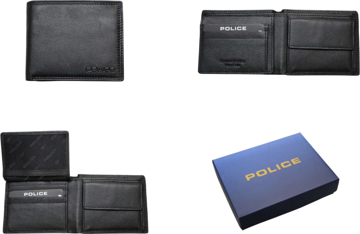 PORTAFOGLI IN PELLE POLICE NERO 142710779 9x11cm 41188