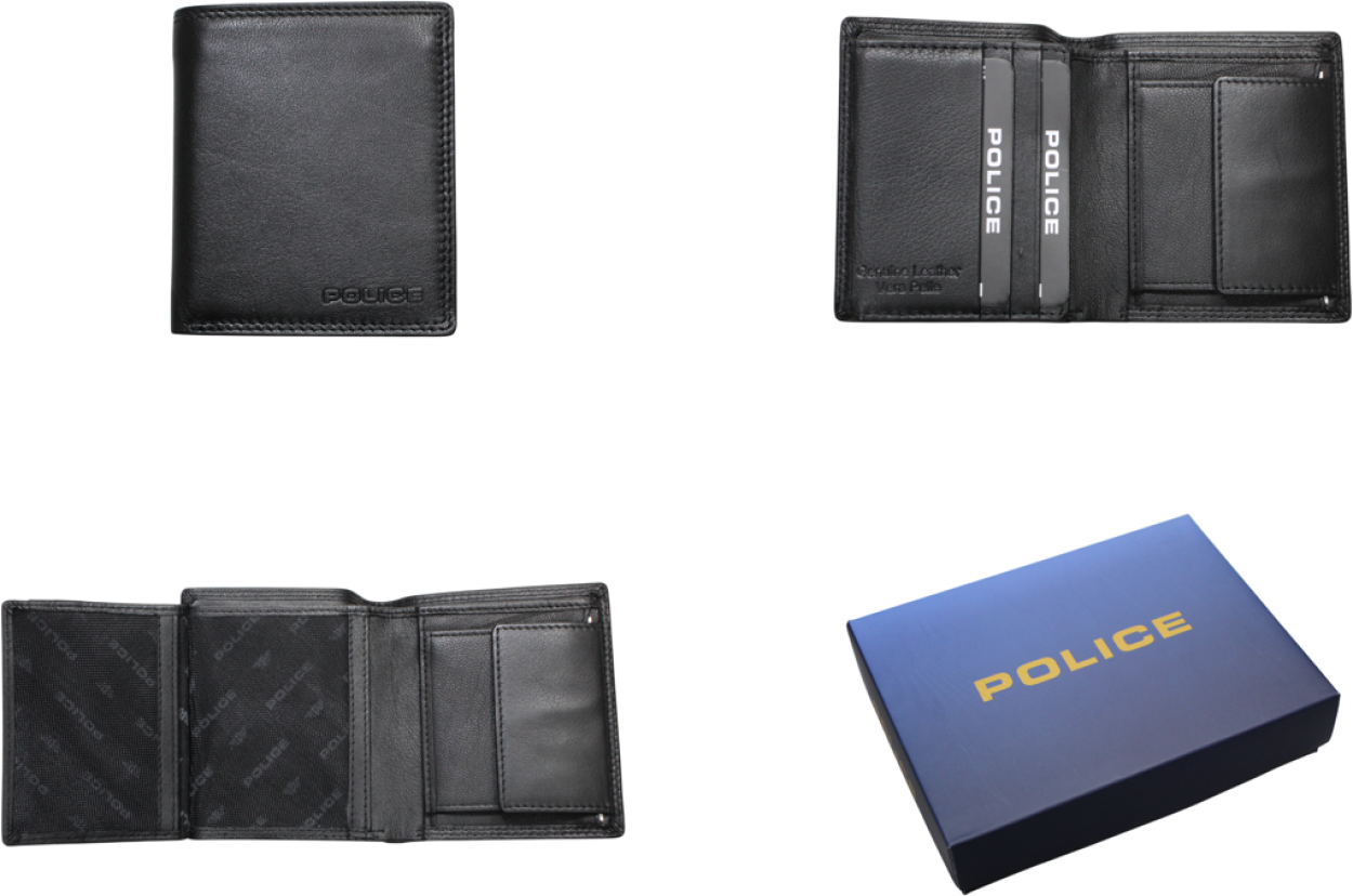 PORTAFOGLI IN PELLE POLICE NERO 11x9cm 142710780 41188