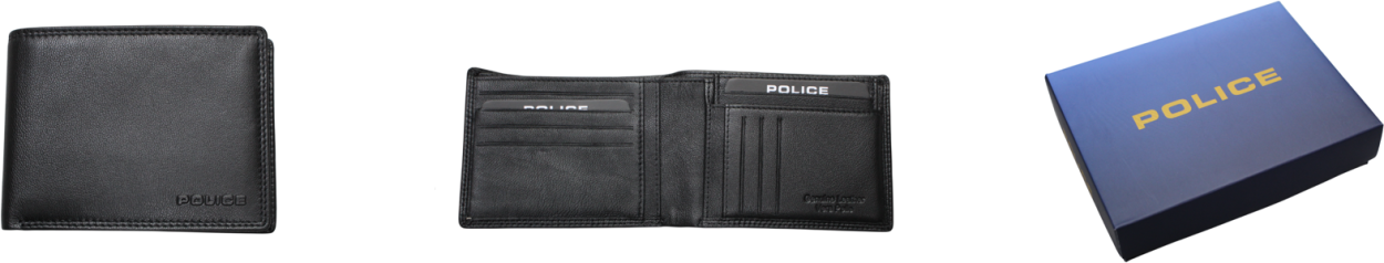 PORTAFOGLI IN PELLE POLICE NERO 12,5x9,5cm 142710783 41188