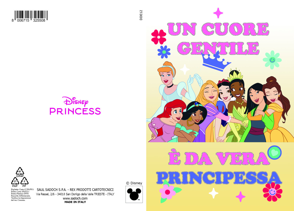 DDE12 BIGLIETTO METAL DISNEY PRINCESS CON FOIL 40689