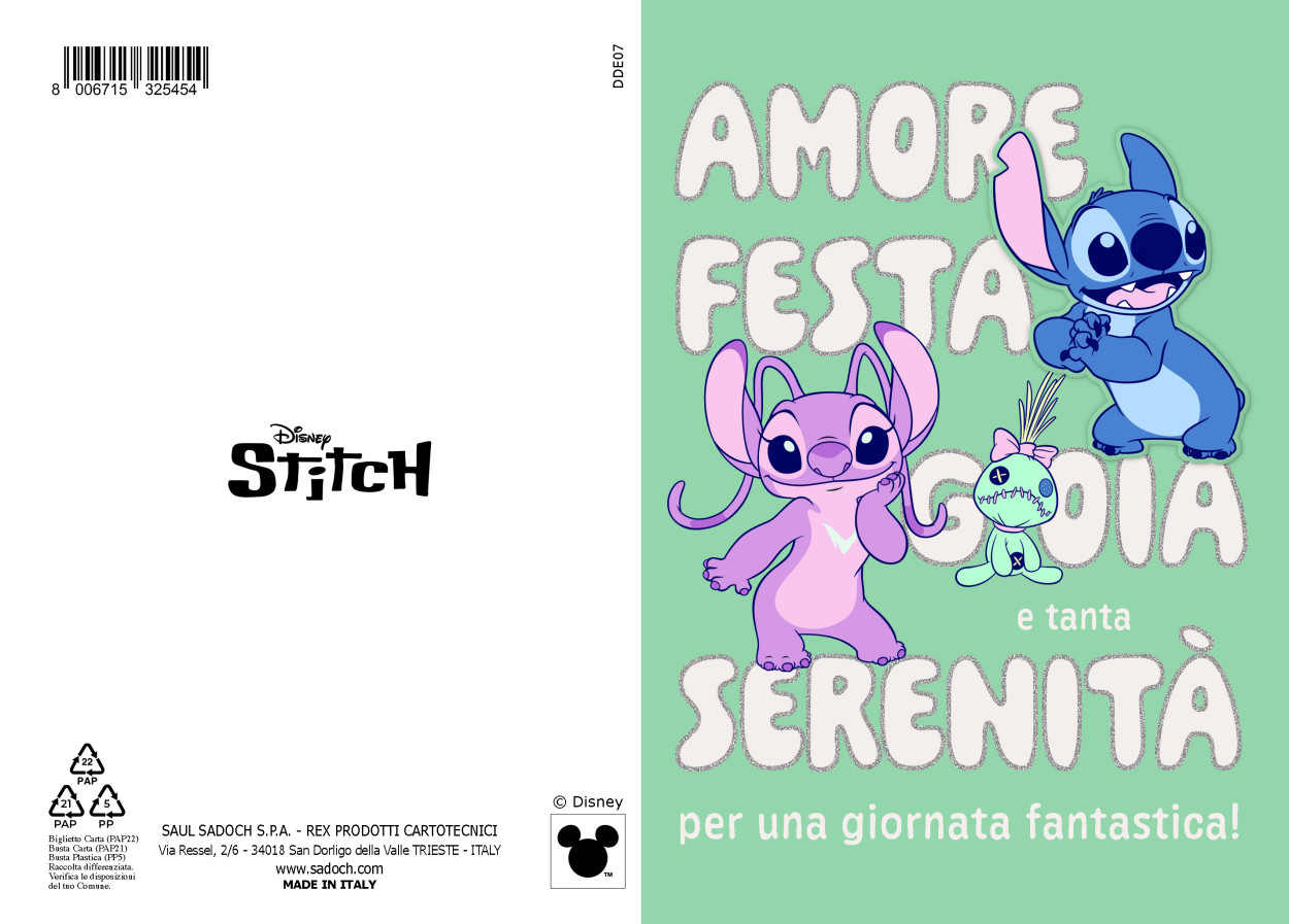 DDE07 BIGLIETTO STITCH CON FOIL E APPLICAZIONE 40689