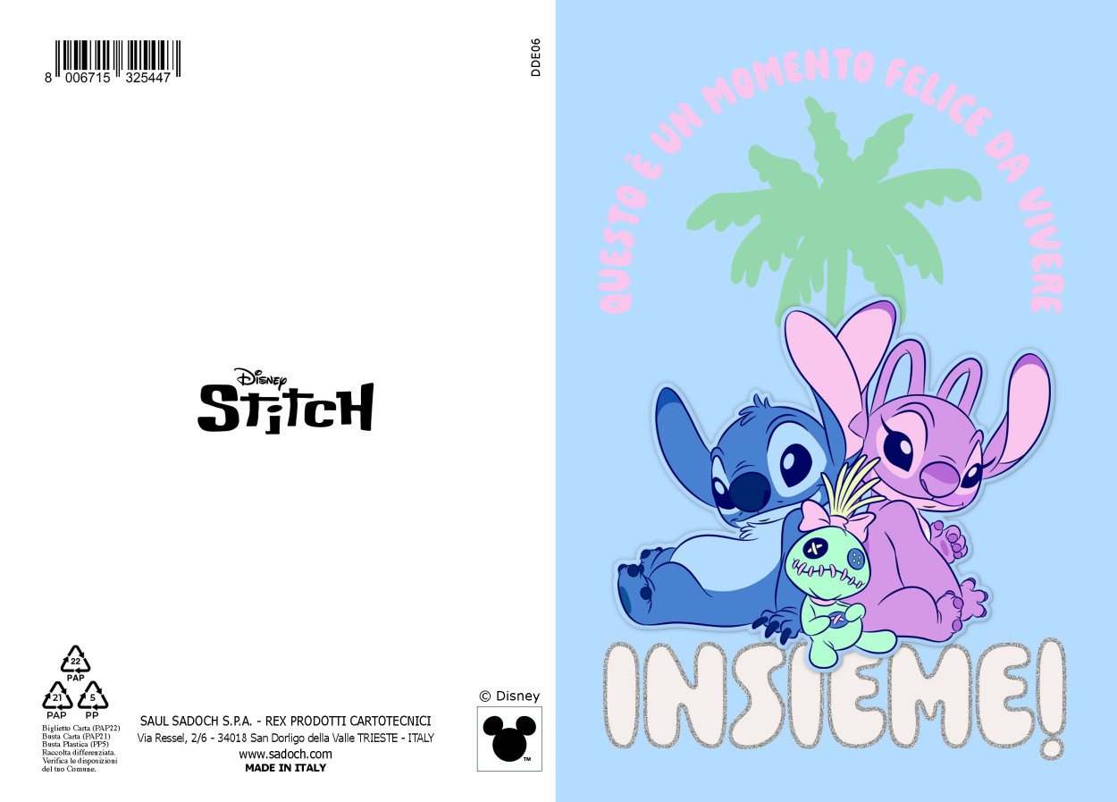 DDE06 BIGLIETTO STITCH CON FOIL E APPLICAZIONE 40689