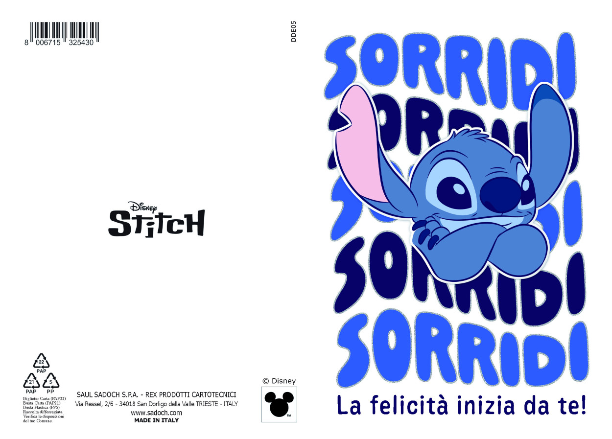 DDE05 BIGLIETTO STITCH CON FOIL E APPLICAZIONE 40689