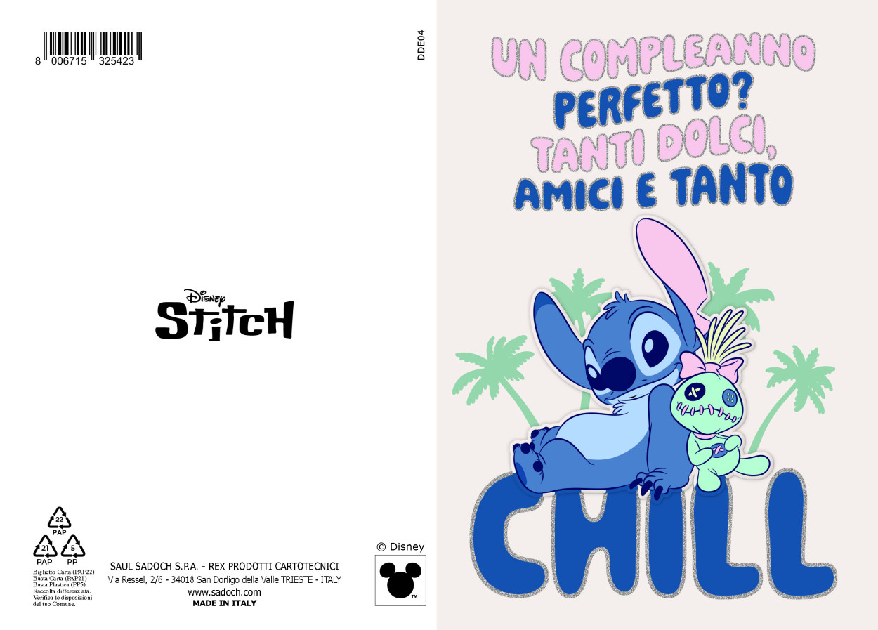 DDE04 BIGLIETTO STITCH CON FOIL E APPLICAZIONE 40689