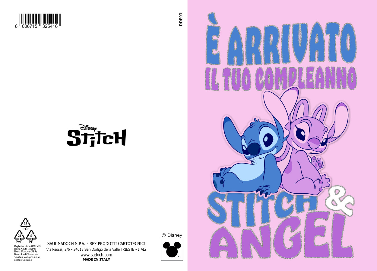 DDE03 BIGLIETTO STITCH CON FOIL E APPLICAZIONE 40689