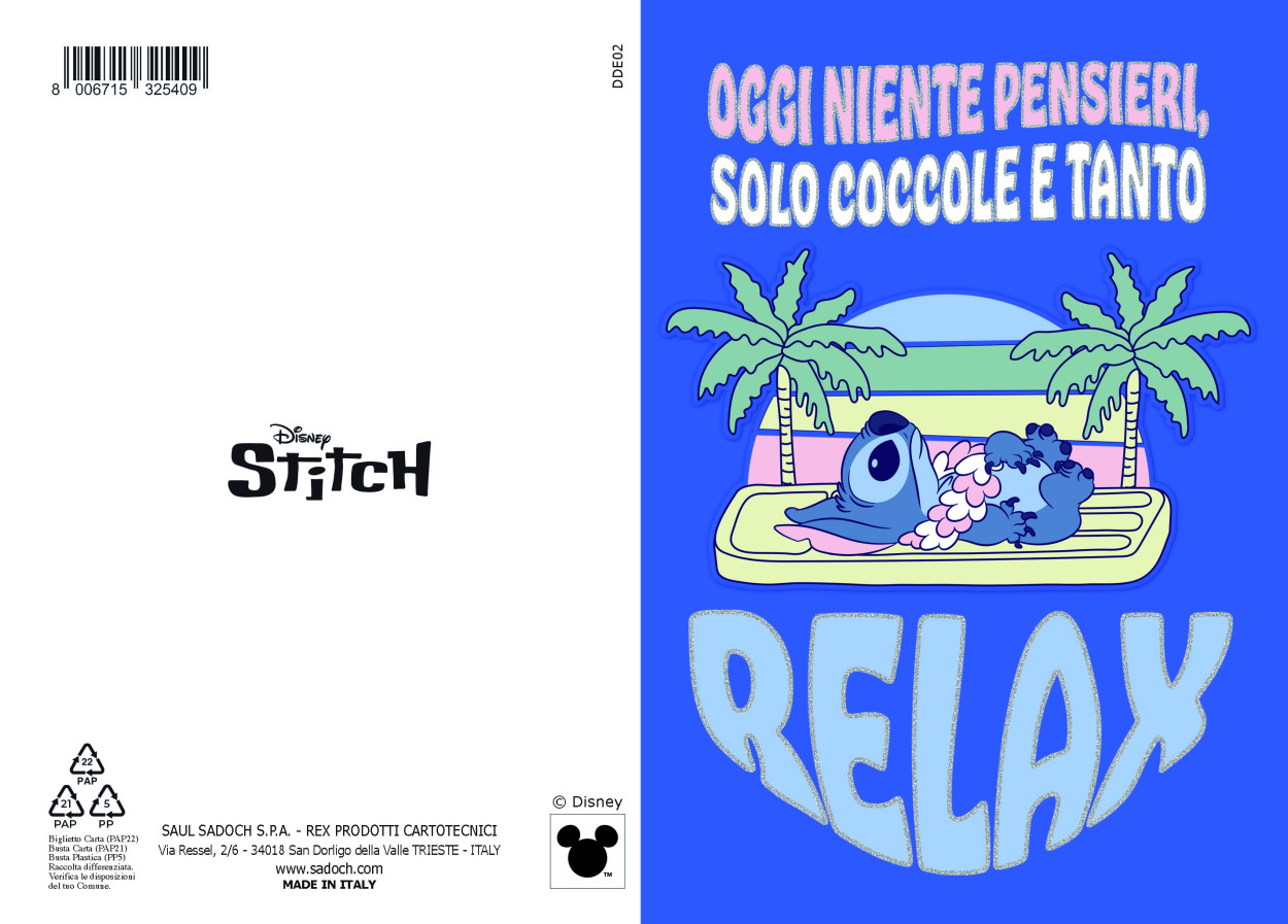DDE02 BIGLIETTO STITCH CON FOIL E APPLICAZIONE 40689