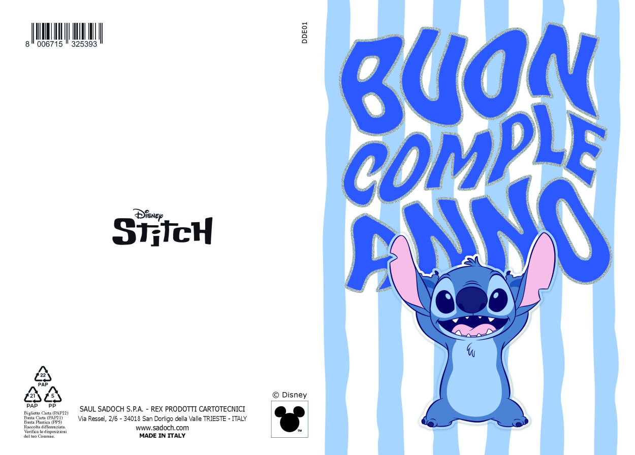 DDE01 BIGLIETTO STITCH CON FOIL E APPLICAZIONE 40689