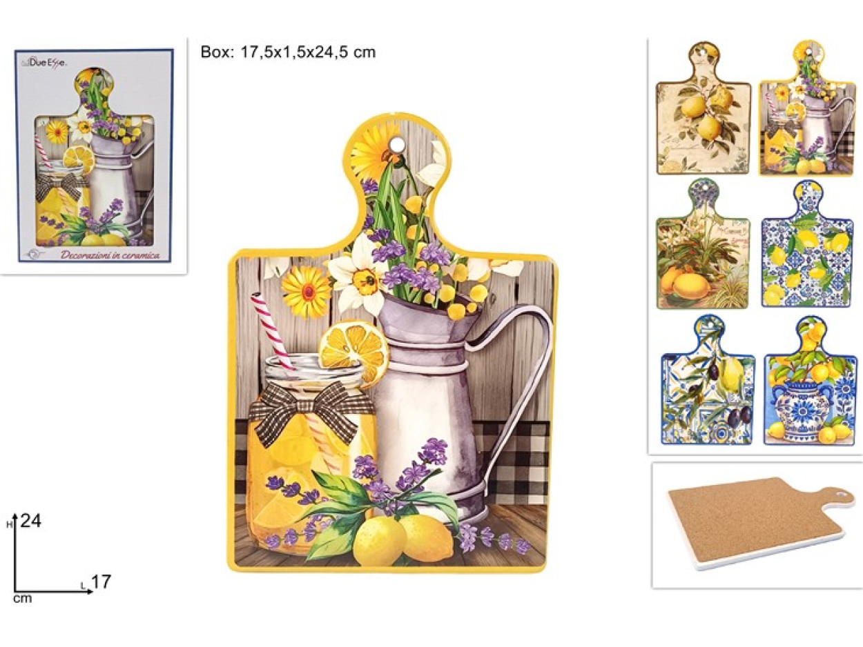 TAGLIERE BASE SUGHERO 17x24cm DECORO LIMONI 665398 40842