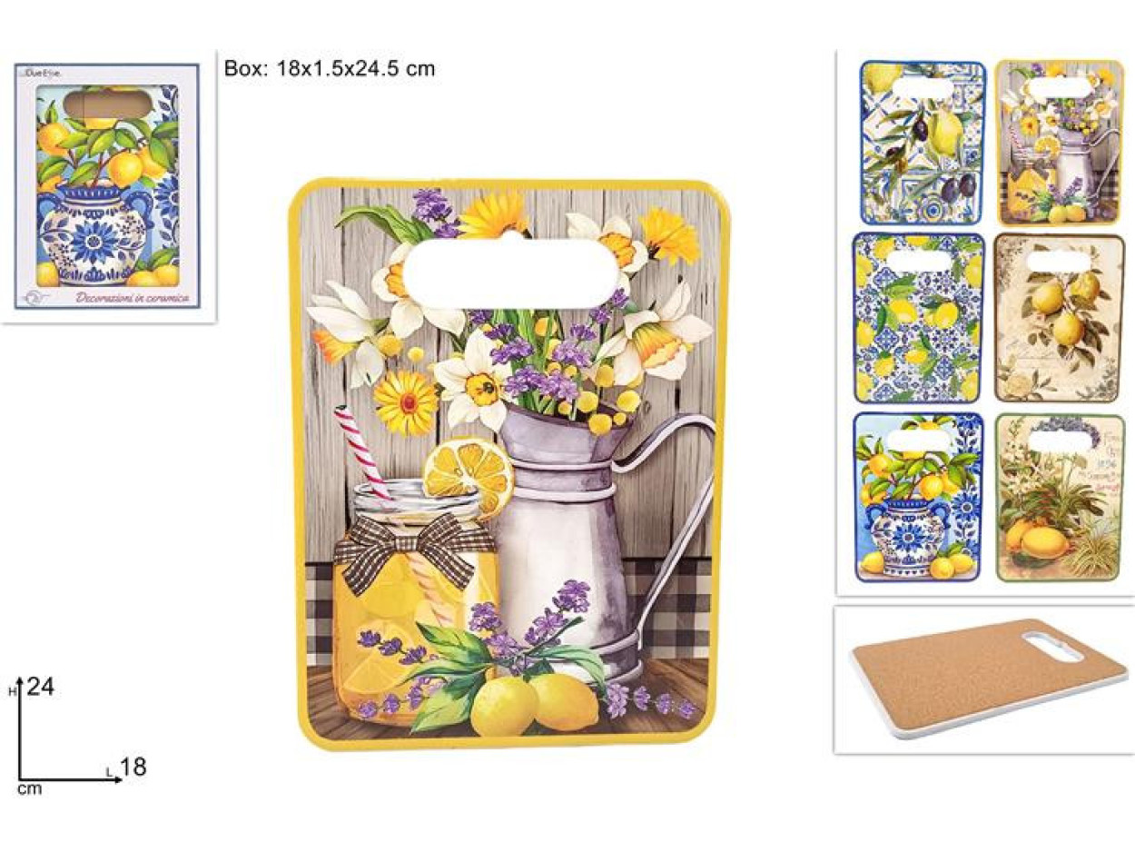 TAGLIERE BASE SUGHERO 18x24cm DECORO LIMONI 665404 40842