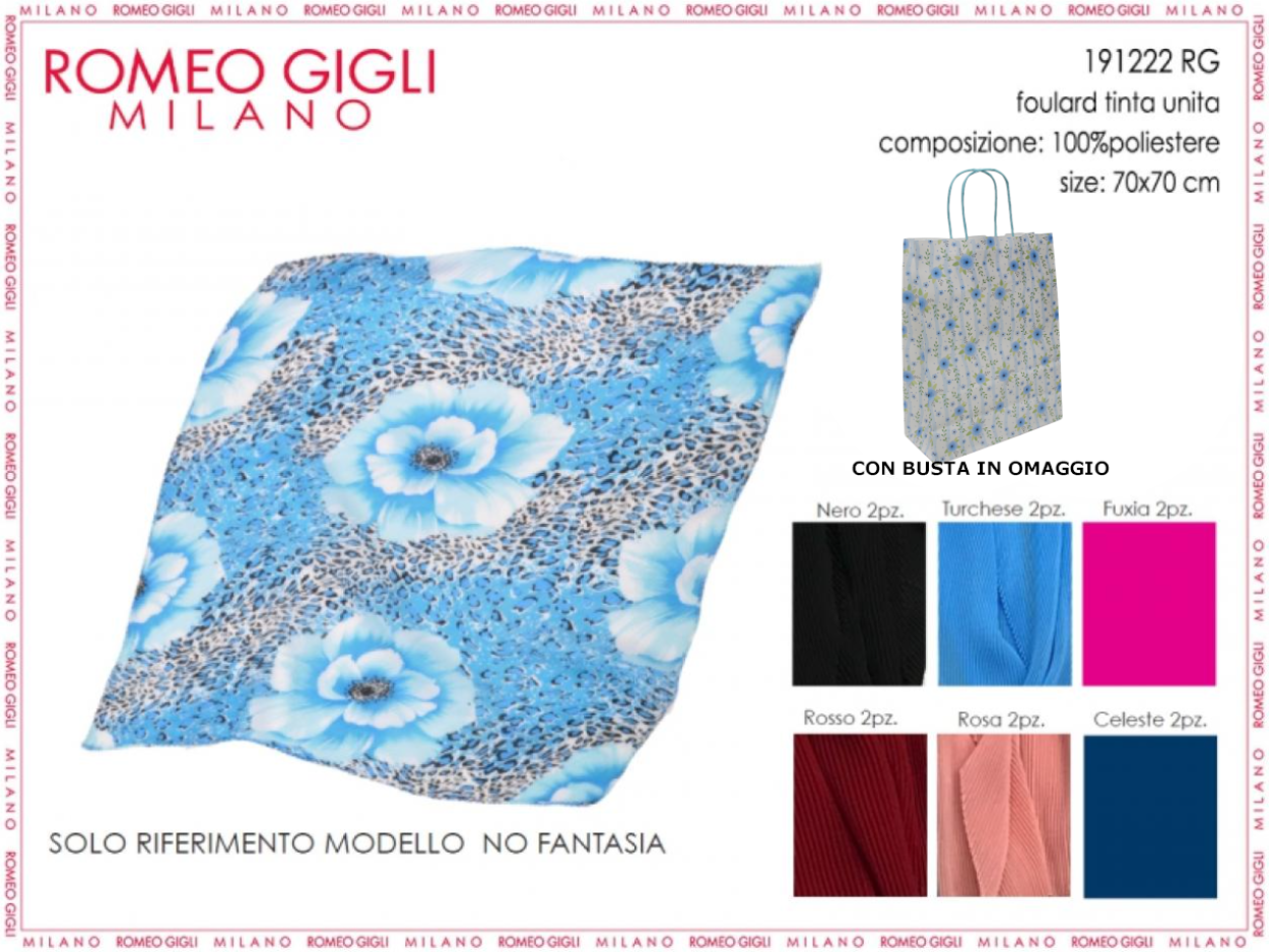 FOULARD UNITO 70x70 ROMEO GIGLI CON BUSTA IN OMAGGIO 191222