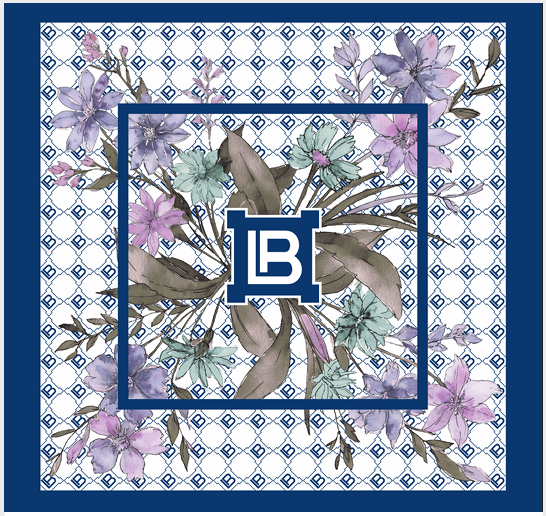 LB26S107-14 FOULARD FIORI SPRING BLU 90x90cm 55392