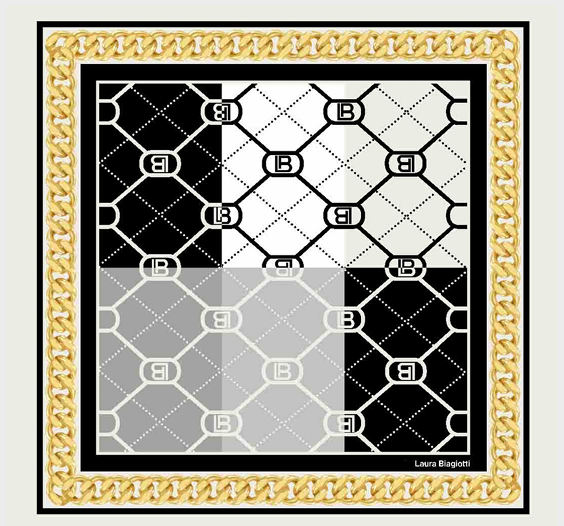 LB26S111-20 FOULARD CATENA MULTICOLOR LB NERO 90x90cm 55392