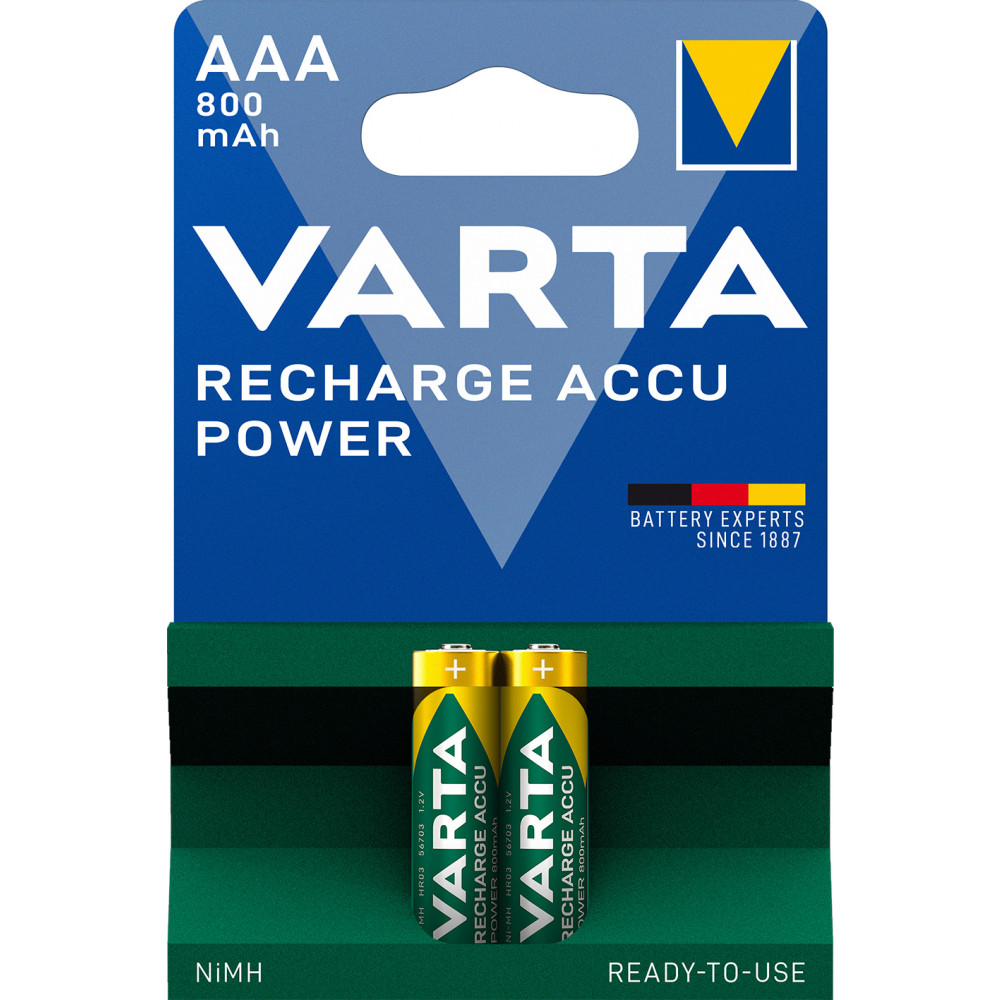 BATTERIA RICARICABILE VARTA POWERT AAA 800mAh BLISTER 2 PEZZI 56703101402 41453