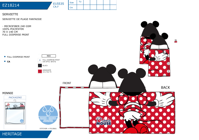 EZ18214 SERVIETTE DE PLAGE FANTAISIE F 40892