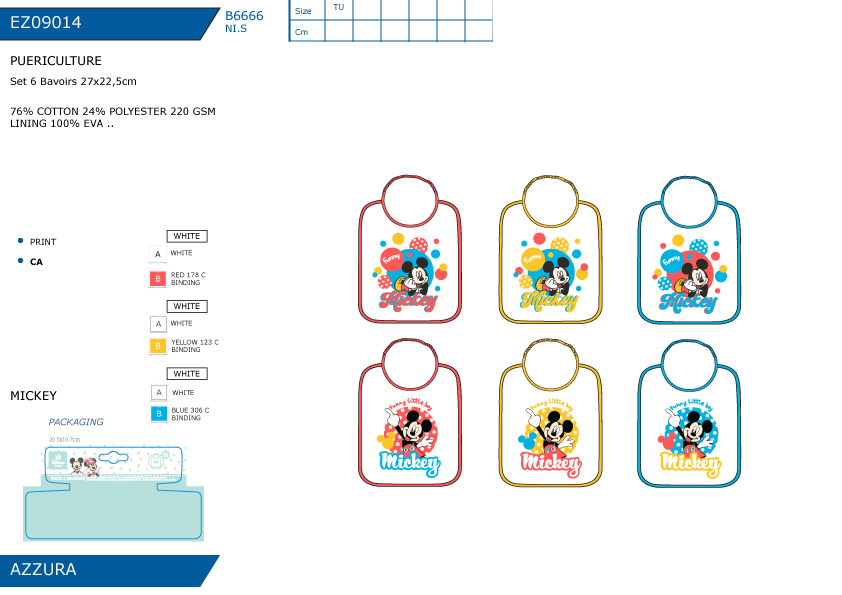 EZ09014 SET 6 BAVOIRS 27x22,5cm M 40892