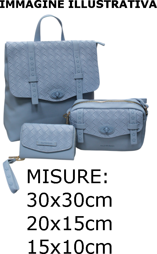 62033/SETCU8 AZ L ZAINO, M REPORT, XS PFOGLIO AZZURRO 41233