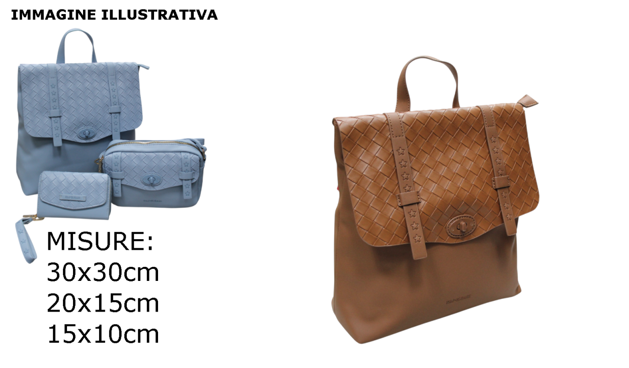 62033/SETCU8 CU L ZAINO, M REPORT, XS PFOGLIO CUOIO 41233