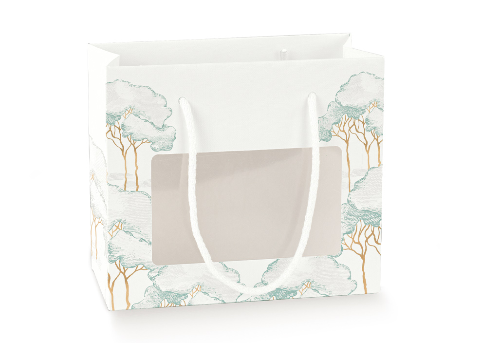 SHOPPER BUSTA CARTA 195X95X170 INTRECCI VERDE FINESTRA IN PLASTICA 100158C 40733