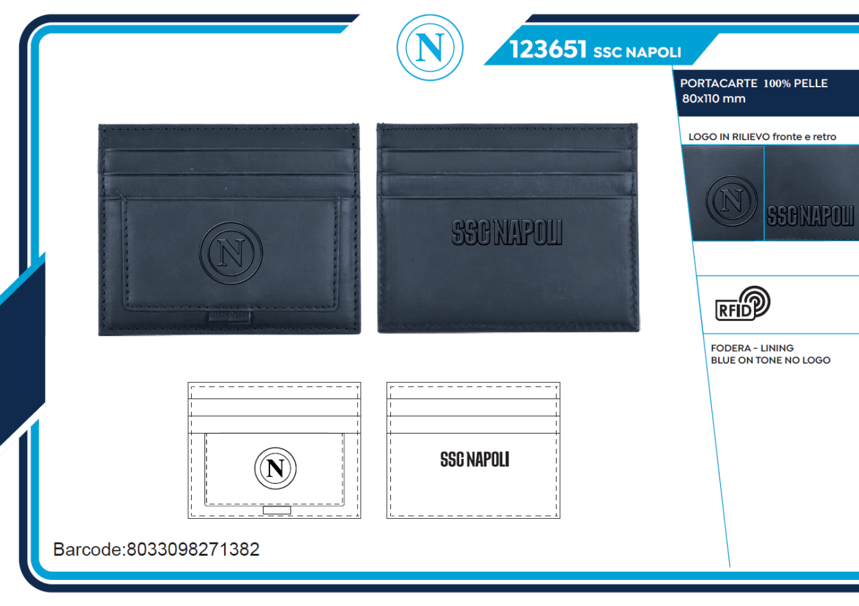 PORTACARTE 100% PELLE SSC NAPOLI 123651 40351