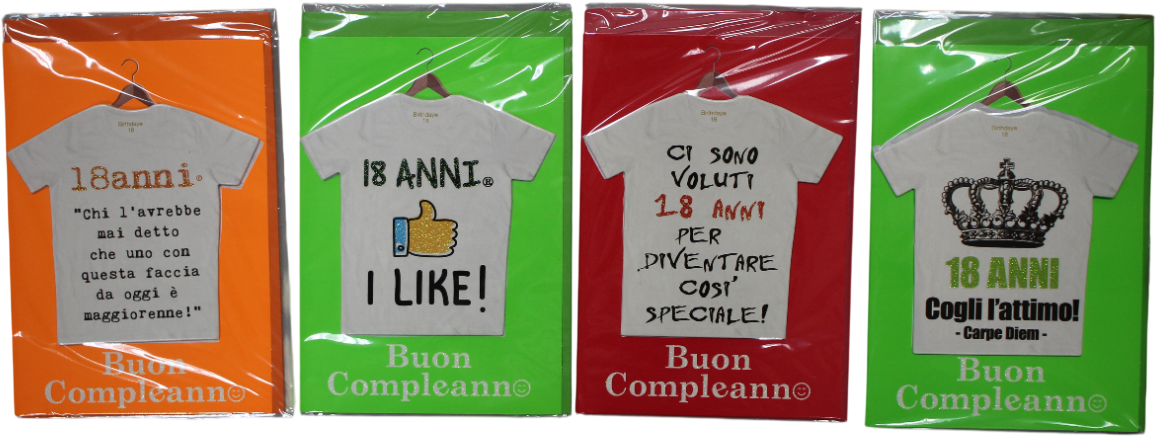 ALM09 BIGLIETTO AUGURI 18 ANNI FLUO E FUSTELLA 689