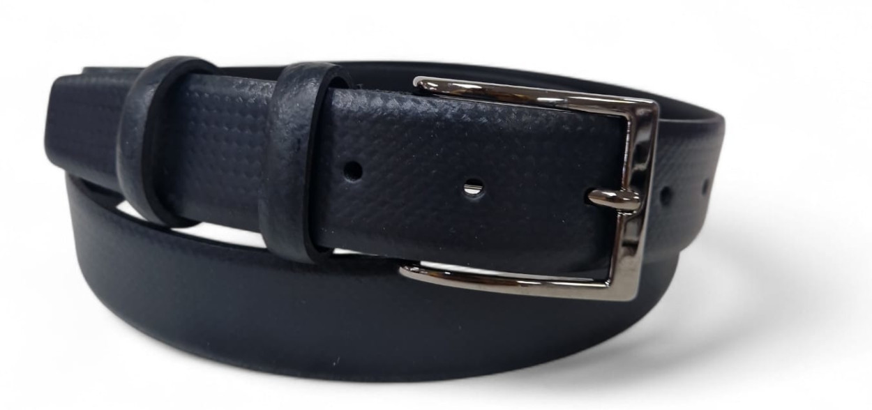 CINTURA IN PELLE 035/CLASSICO/CARBONIO/0292/53054 BLU