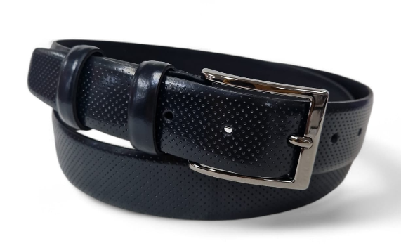 CINTURE IN PELLE 035/SPAZZOLATO/PUNTINI/0306/53054 CLASSICO BLU