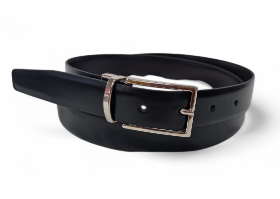 CINTURA IN PELLE 030/DOUBLE/53054 NERO/BLU