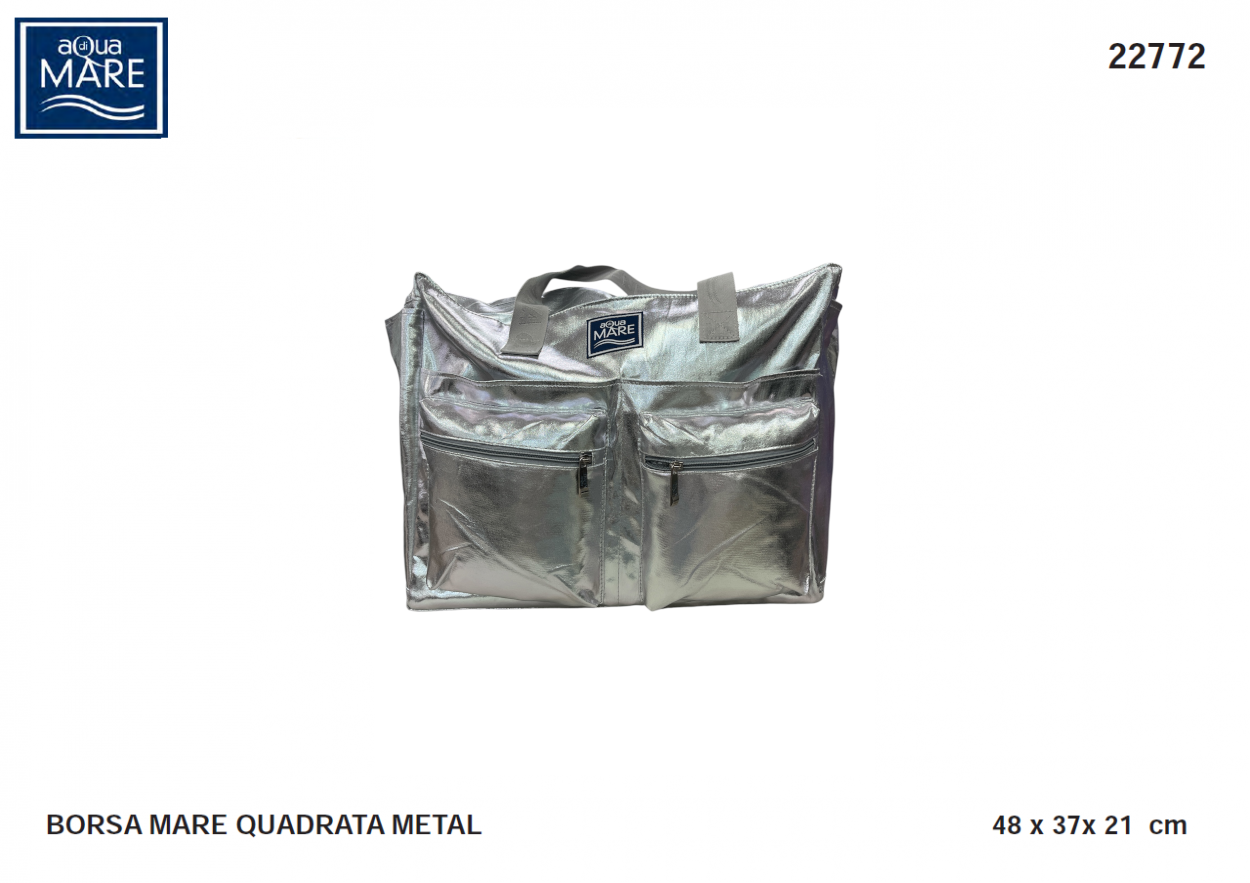BORSA MARE METAL QUADRATA 22772 SILVER AQUA DI MARE 40351