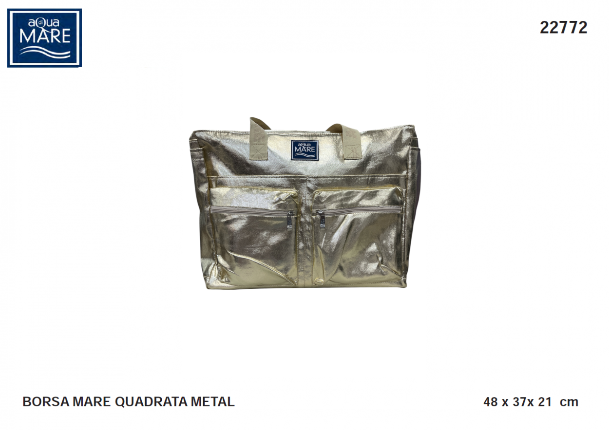 BORSA MARE METAL QUADRATA 22772 GOLD AQUA DI MARE 40351