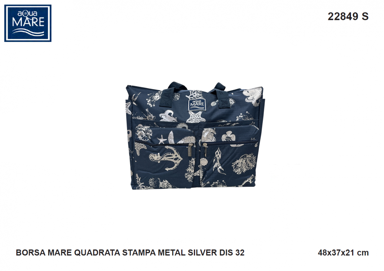 BORSA MARE 22849 S NAVY RIB STOP QUADRATA FANTASIA MARINA AQUA DI MARE 40351