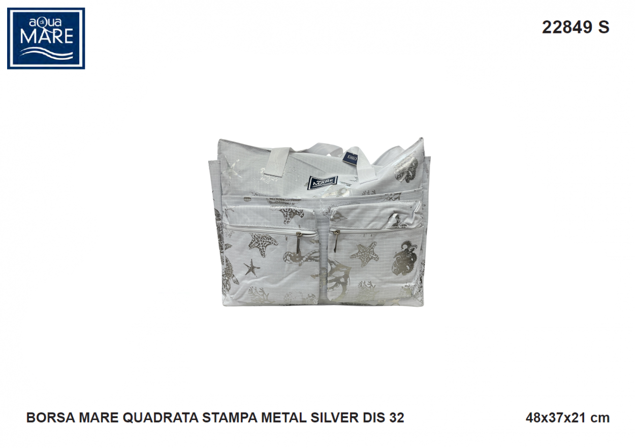 BORSA MARE 22849 S BIANCO RIB STOP QUADRATA FANTASIA MARINA AQUA DI MARE 40351