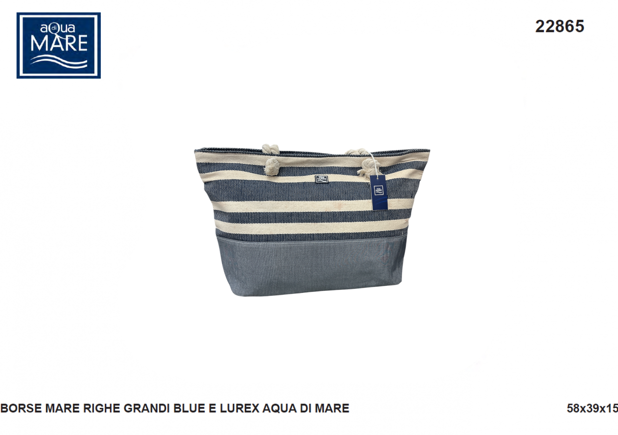 BORSA MARE RIGHE GRANDI BLU 22865 AQUA 40351