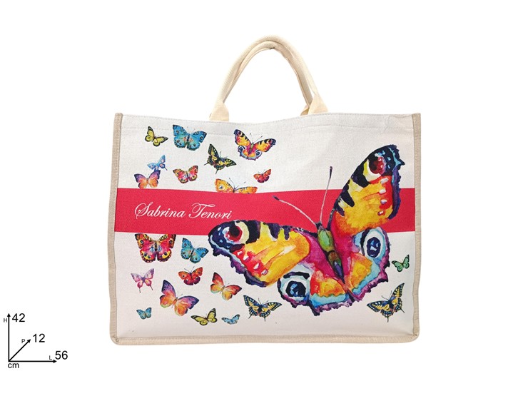 BORSA MARE 56x42cm JUTA ST FANTASIA FARFALLE 697160 40842