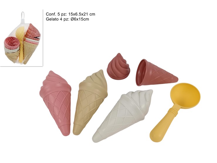 GELATI CONTENITORI SET 4pz + CUCCHIAIO GIOCO MARE 687772 40842