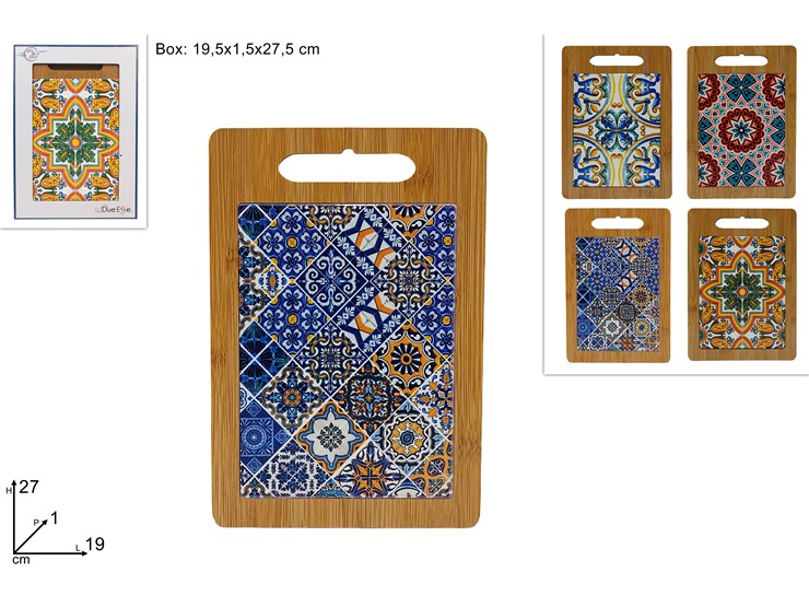 TAGLIERE LEGNO CON CERAMICA MAIOLICA 27x19cm 633014 40842