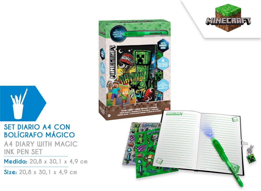 MC00061 DIARIO CON BOLIGRAFO MAGICO MINECRAFT 40809