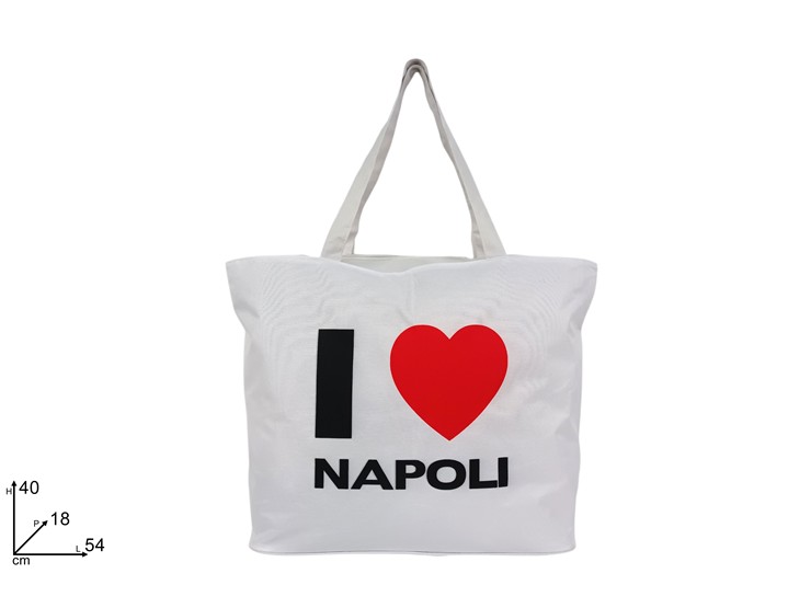 BORSA MARE BIANCA CON SCRITTA I LOVE NAPOLI 695548 40842